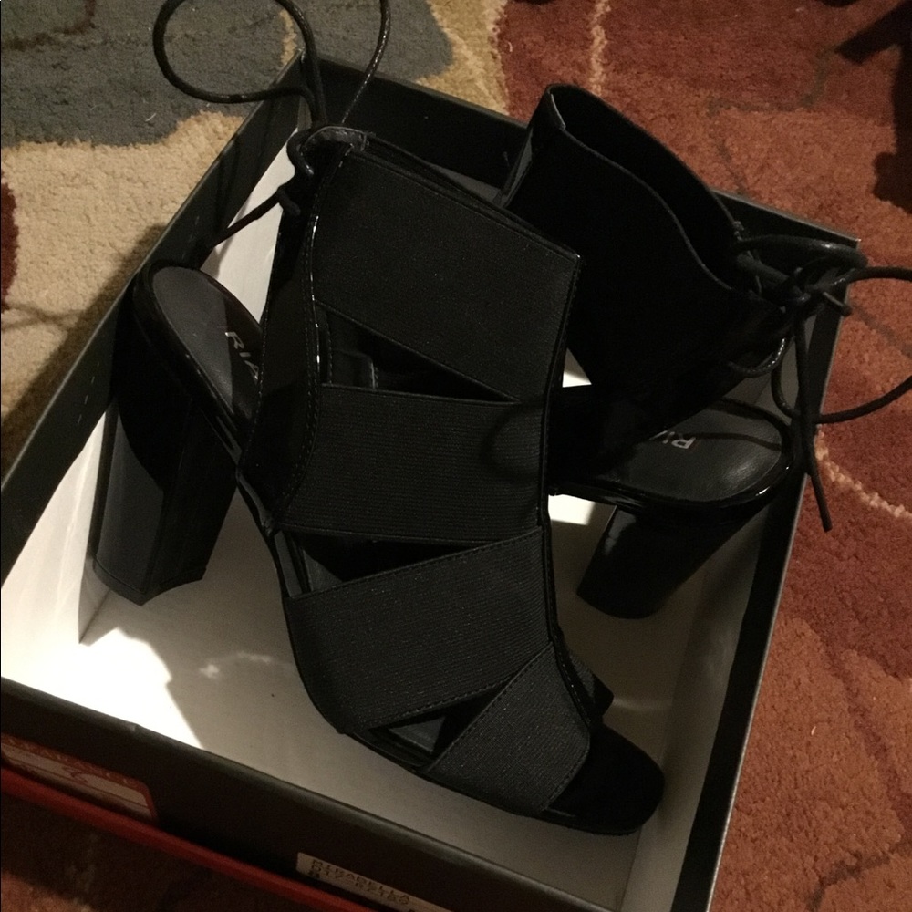 Strappy black heels
